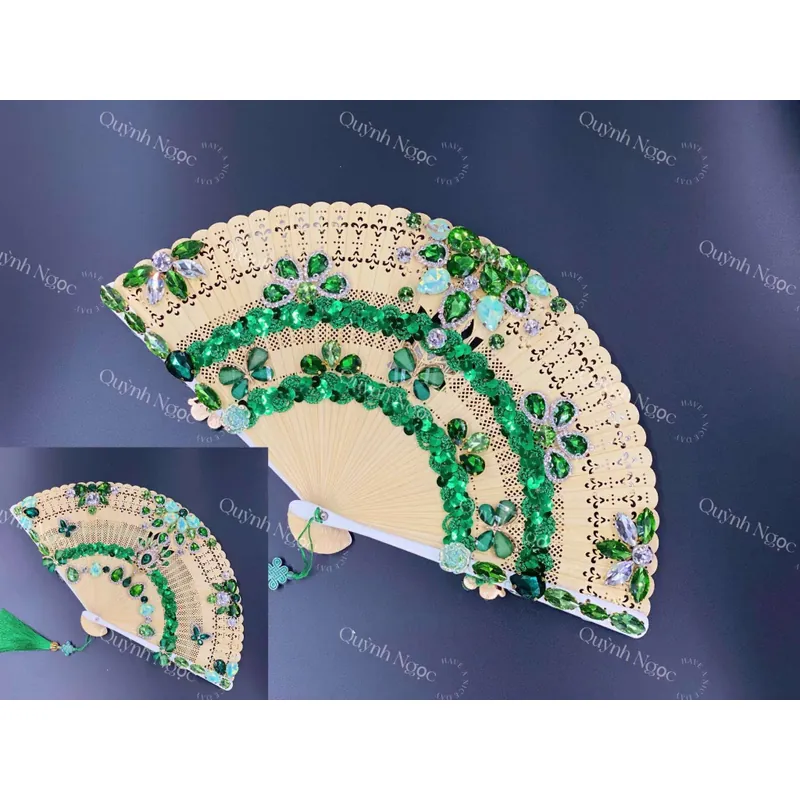 Quạt Hầu Đồng Đính Đá 2 Mặt 612463