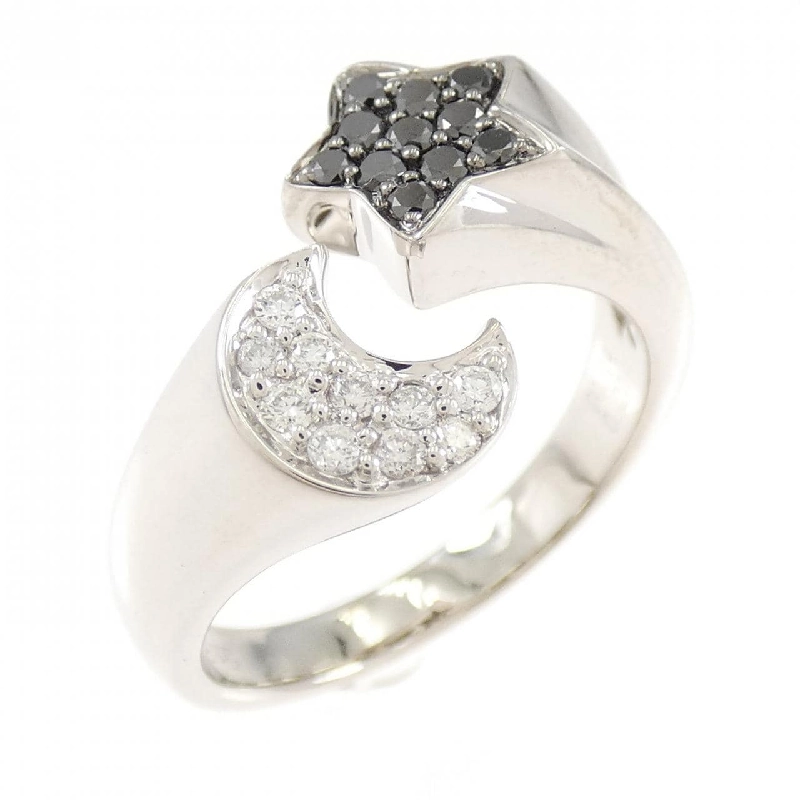 Nhẫn kim cương hình mặt trăng và ngôi sao K18WG/K18BG 0.20CT 666413