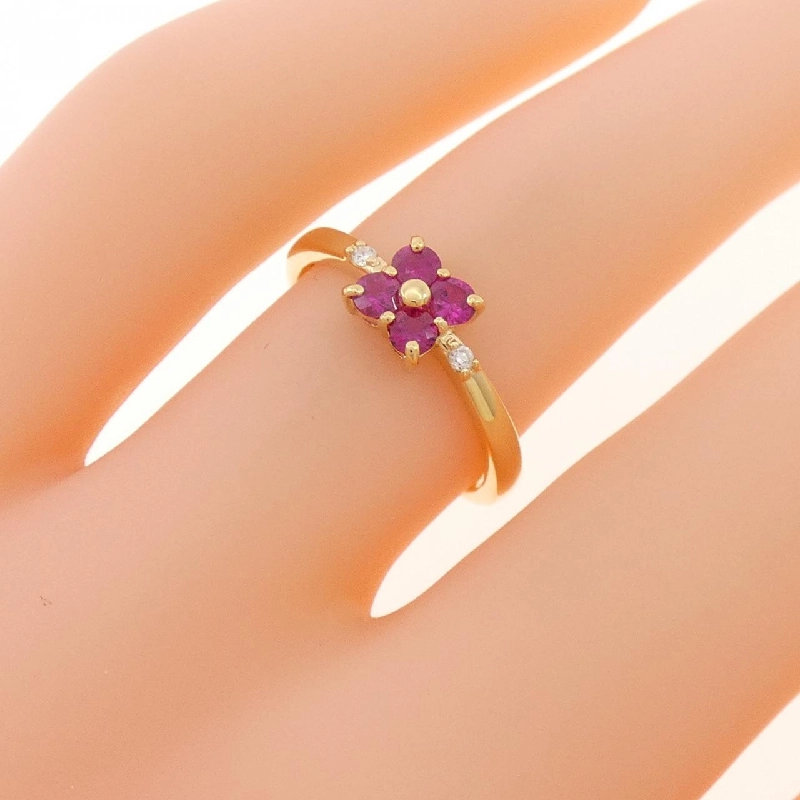 Nhẫn ruby K18YG hoa 668735