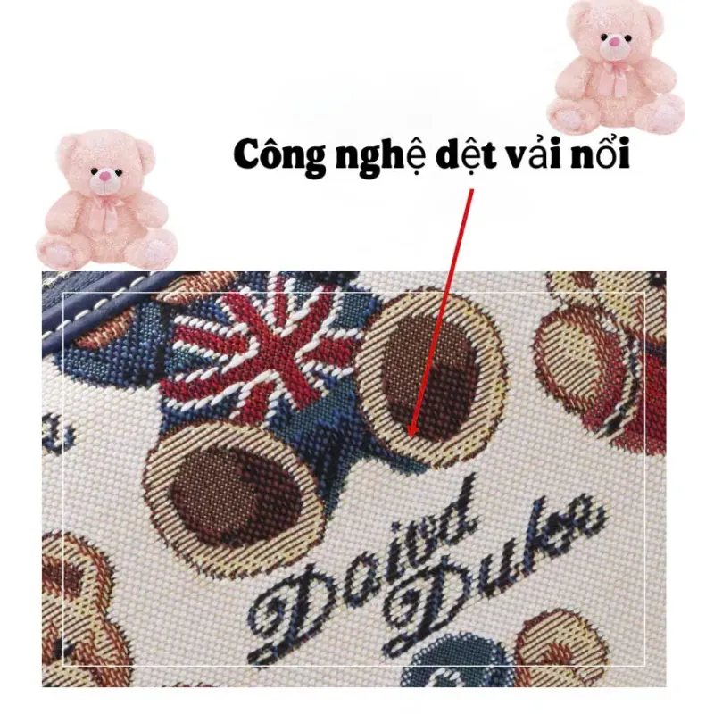 Ví Nữ Dài Cầm Tay 2 Ngăn Kéo Sang Trọng, Ví Thêu Hình Gấu Dễ Thương 574785