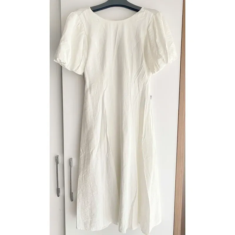 MỚI 99%***ĐẦM MAXI DÀI TRẮNG* TAY NGẮN TAY BỒNG* LƯNG CÁCH ĐIỆU* 591543