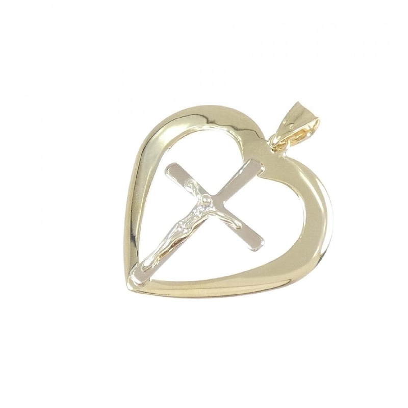 Mặt dây chuyền hình trái tim × cây thánh giá 10KYG/10KWG - Hàng hiệu Authentic 870534