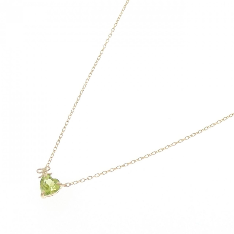 K10YG Heart x Ribbon Peridot Necklace - Hàng hiệu Authentic 861579