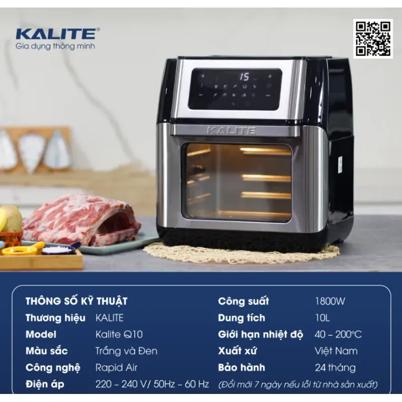 🌟 Nồi chiên Kalite 10L – Trục xiên quay tiện lợi, nướng chín đều mọi món! 708661