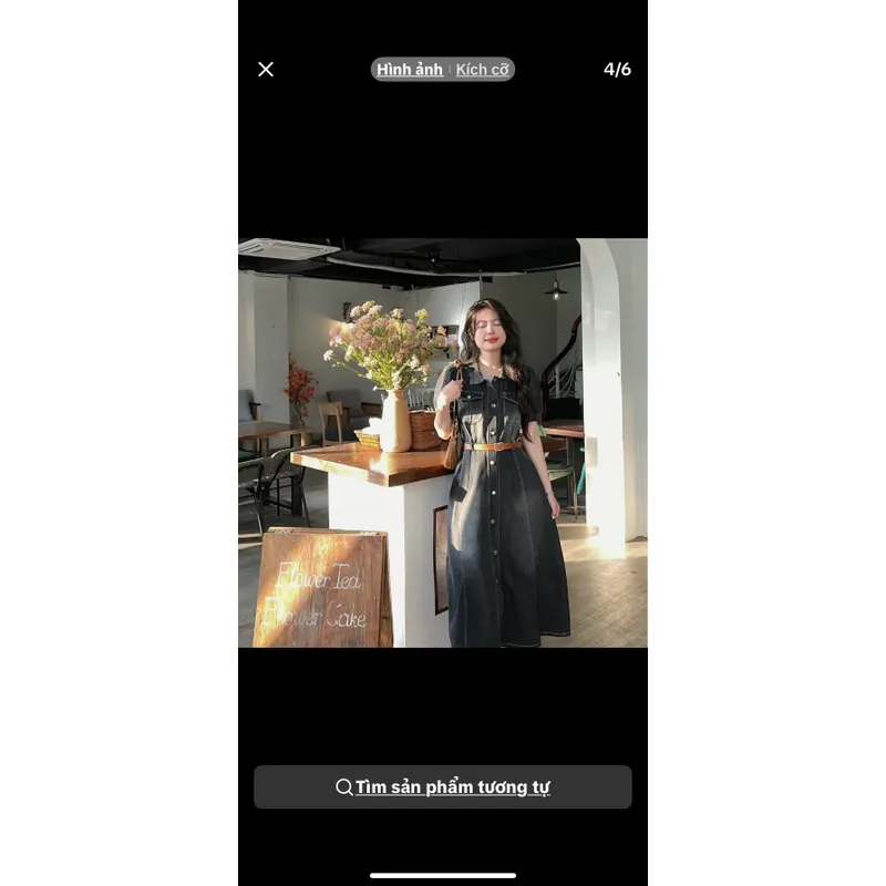 Váy jean khuy trước cổ sơ mi nữ 698030