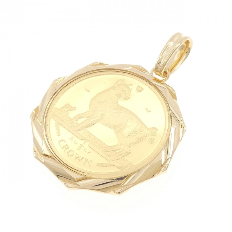 K18YG(枠) Đồng xu mặt dây chuyền - Hàng hiệu Authentic 870910