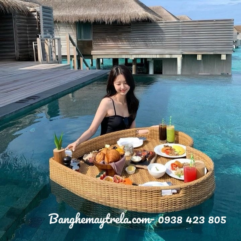 Khay nổi đồ ăn mây nhựa bể bơi 443934