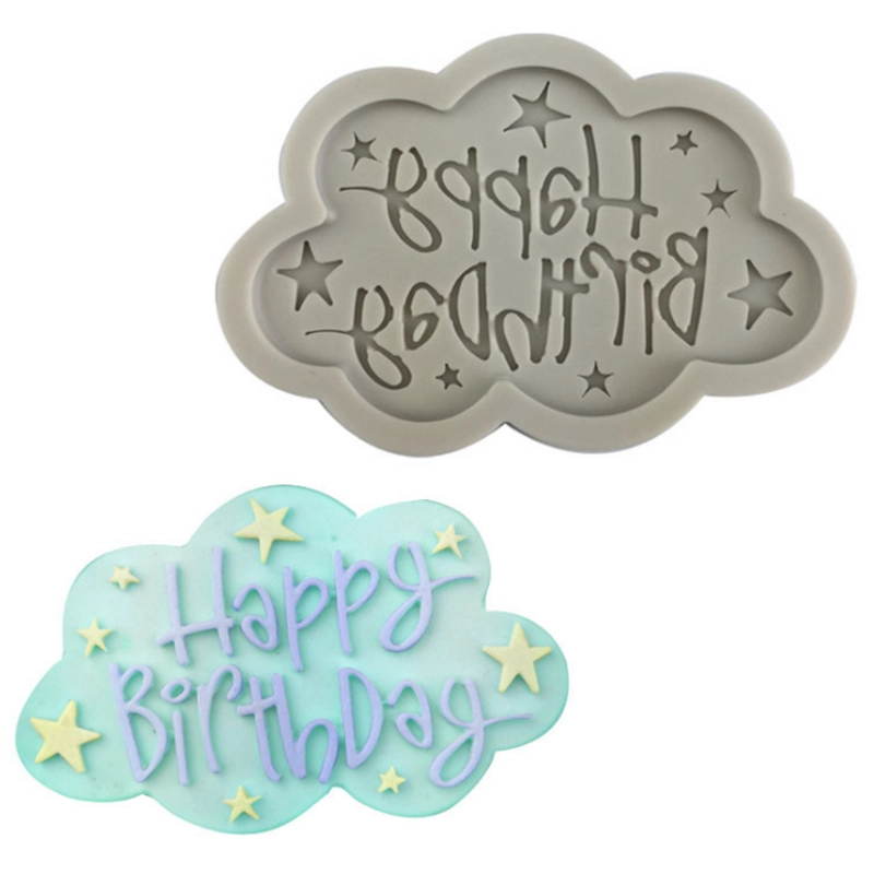 Khuôn silicon làm rau câu sinh nhật Happy Birthday ngôi sao, đám mây – Mã số 1201 338650