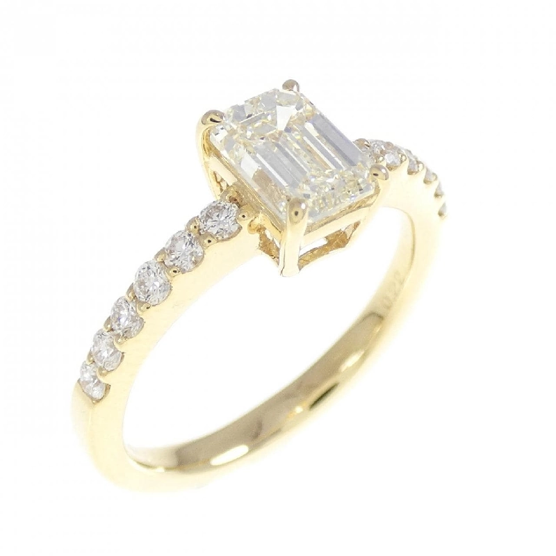 Nhẫn kim cương K18YG 1.01CT L SI1 cắt hình ngọc lục bảo - Hàng hiệu Authentic 874919