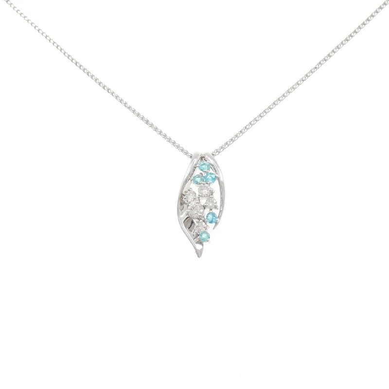 K18WG/PT850 Paraiba Tourmaline Necklace 0.23CT - Hàng hiệu Authentic 862096