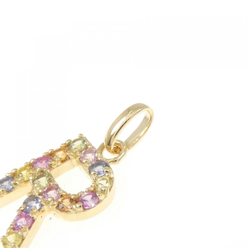 K18YG Chữ cái R Mặt dây chuyền Sapphire 0.26CT - Hàng hiệu Chính hãng 865567