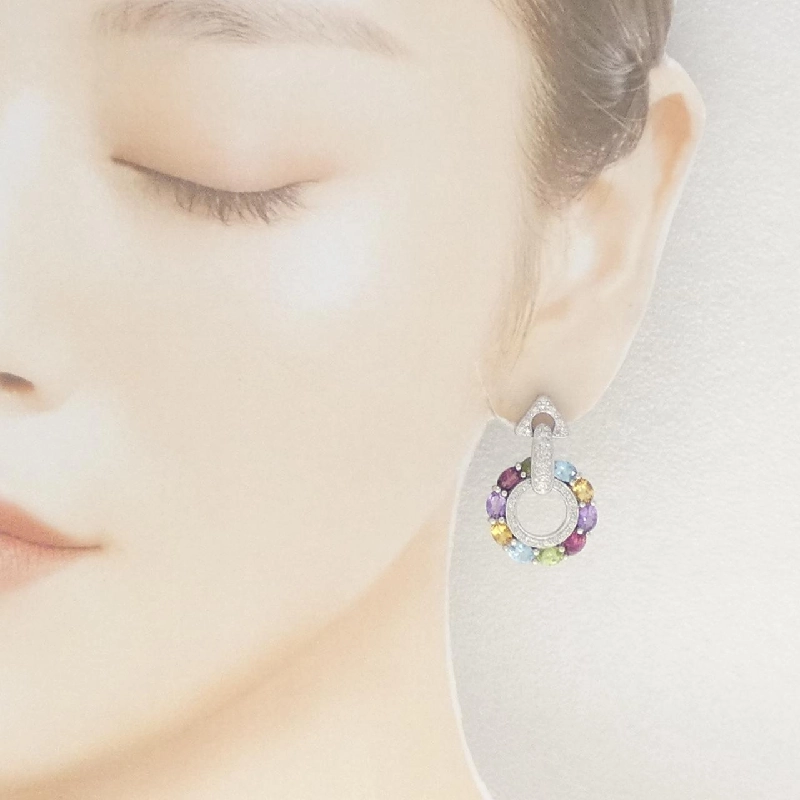 K18WG Bông tai đá màu 9.60CT - Hàng hiệu Chính hãng 870444