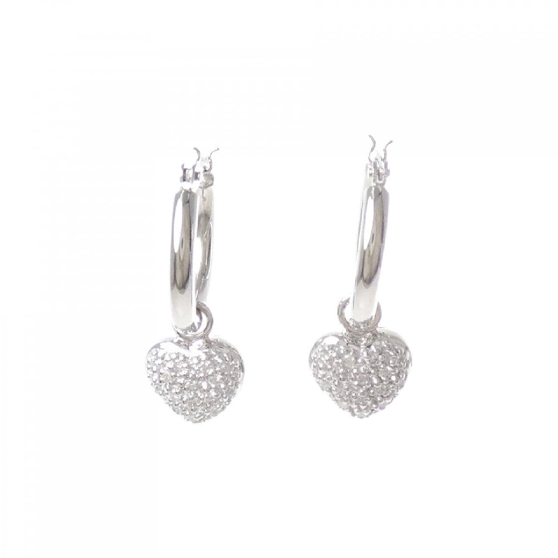 PT900/K18WG 2WAY Heart Pave Diamond Earrings 0.20CT - Hàng hiệu Authentic 872905