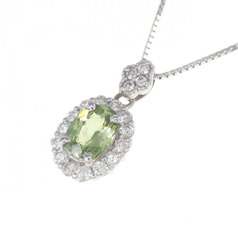 K18WG Đá Garnet Demantoid Dây Chuyền 0.76CT - Hàng hiệu Chính hãng 865289
