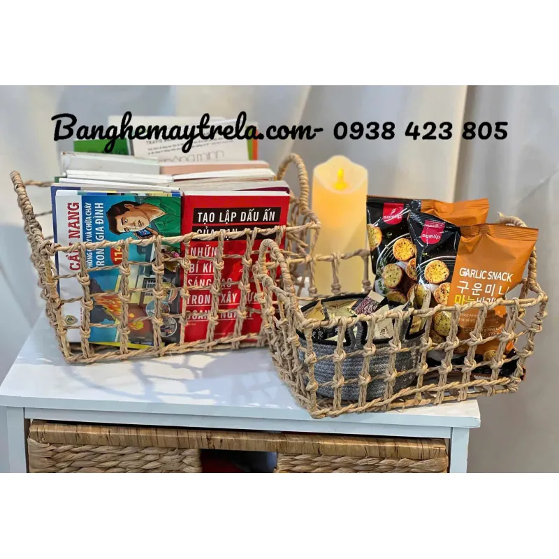 Giỏ chữ nhật đựng đồ mây tự nhiên 706259