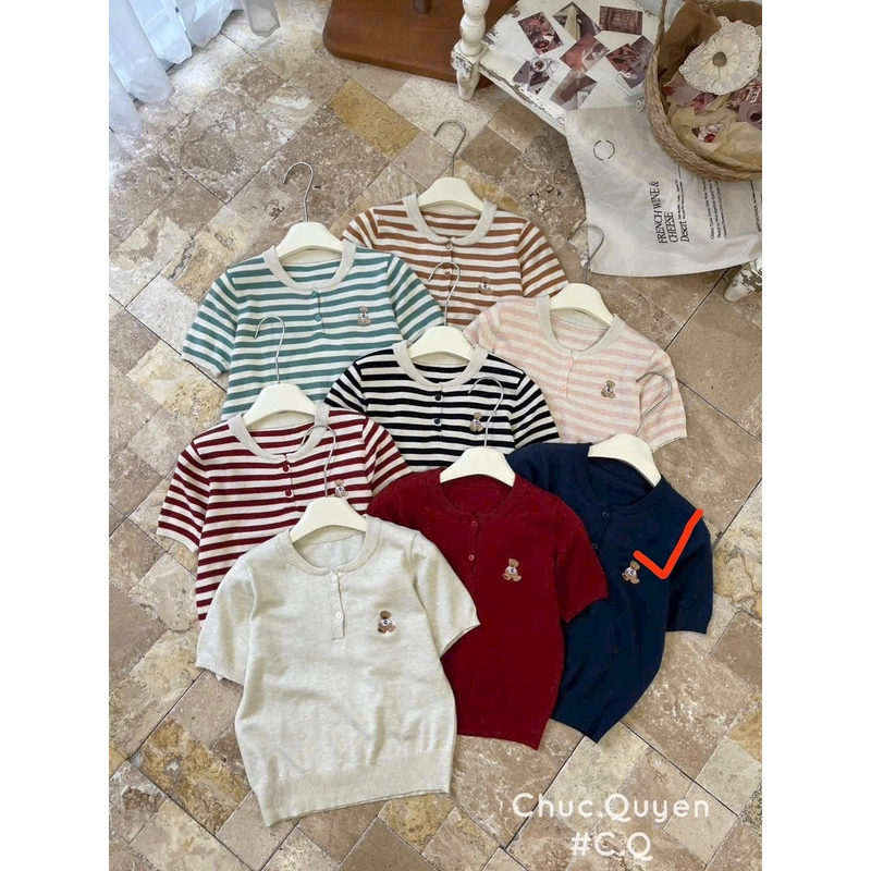 Áo Len nữ QC hàng new in hình con gấu màu xanh dương 40-62kg  546751
