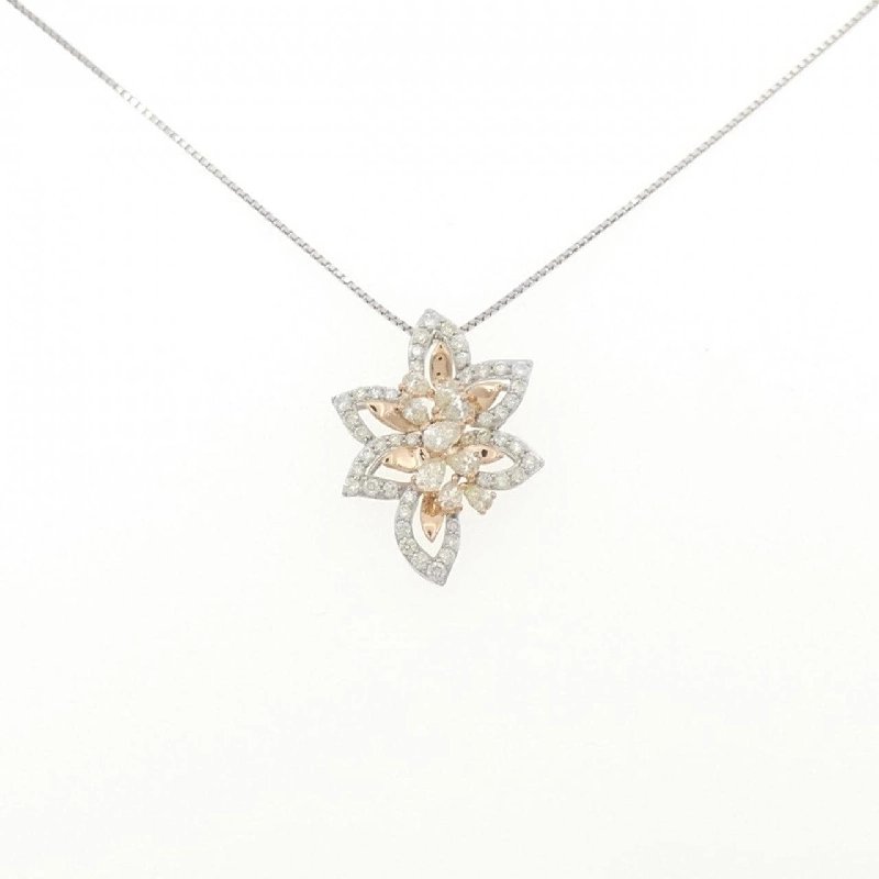 Dây chuyền kim cương hoa PT950/K18PG/PT850 0.85CT - Hàng hiệu Chính hãng 861814