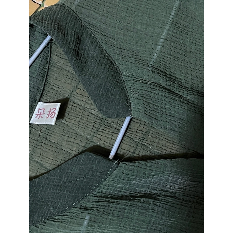 Áo tay cộc cổ tàu màu xanh rêu free size  509134