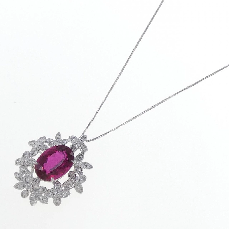 K18WG Đá Tourmaline Rubelite Dây Chuyền 5.332CT - Hàng hiệu Chính hãng 862534
