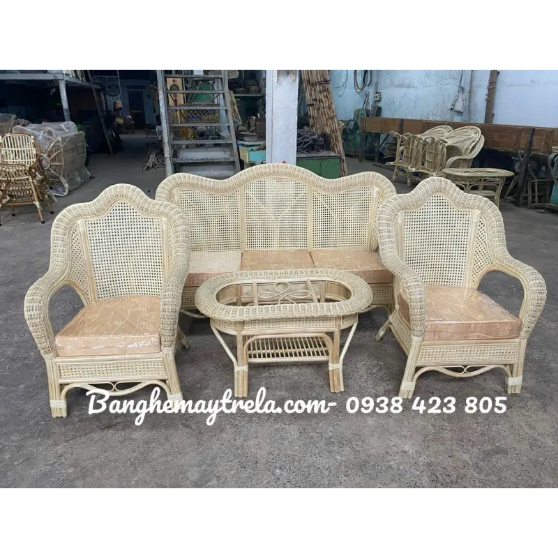 Bàn ghế sofa mây lưới mắt cáo 559688