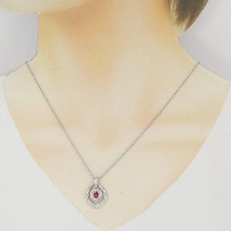 K18WG/PT900/PT850 Dây chuyền Ruby 0.40CT - Hàng hiệu Chính hãng 860106