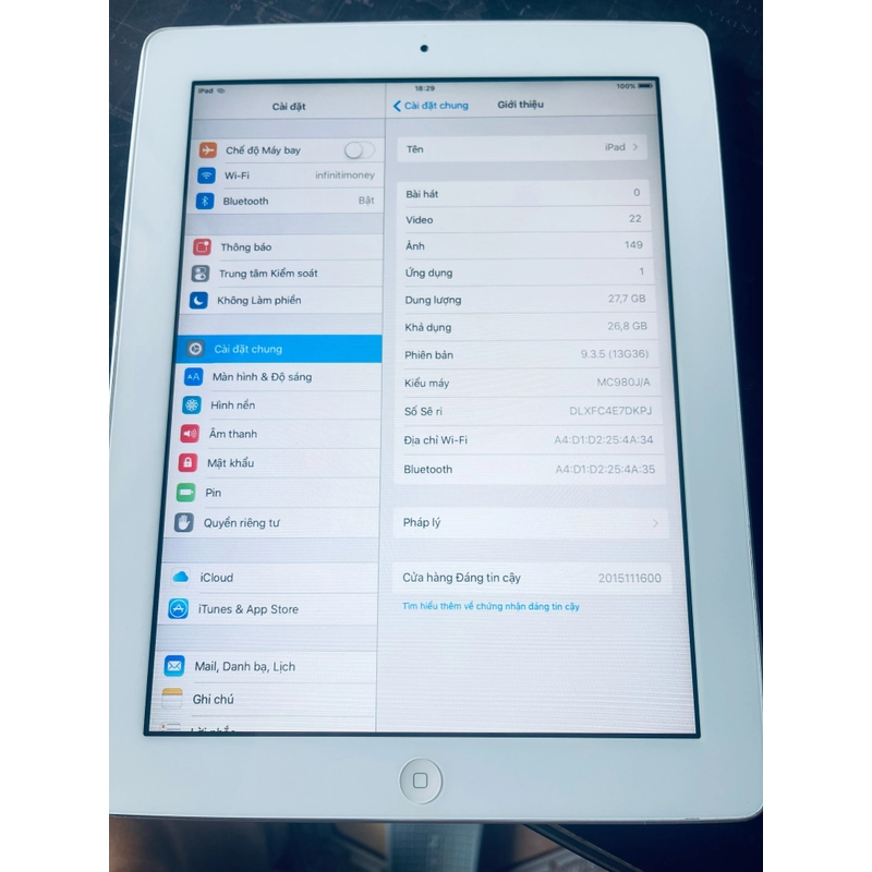 Ipad 2 wifi A1395 Emc 2415 523383
