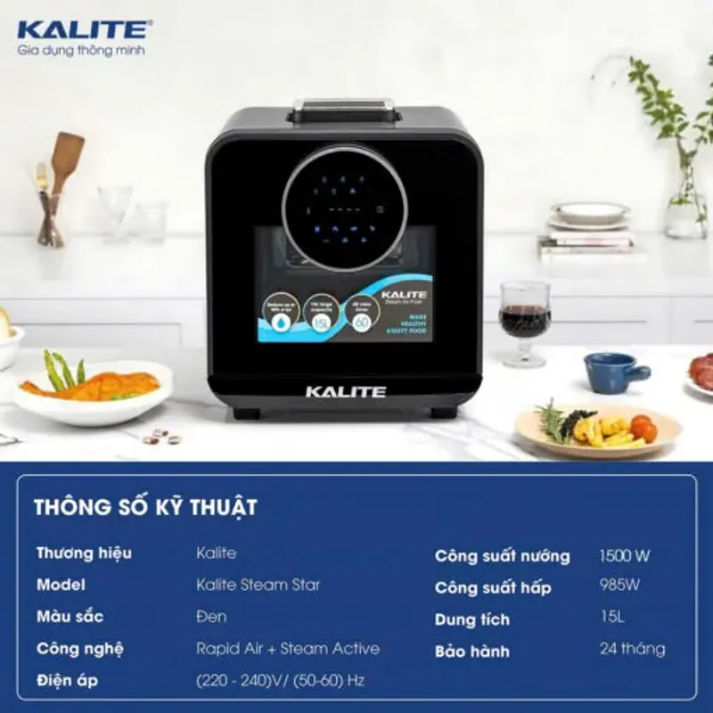 Nồi chiên hơi nước Kalite Steam Star 15L đa năng, giữ trọn dinh dưỡng, chính hãng 573067