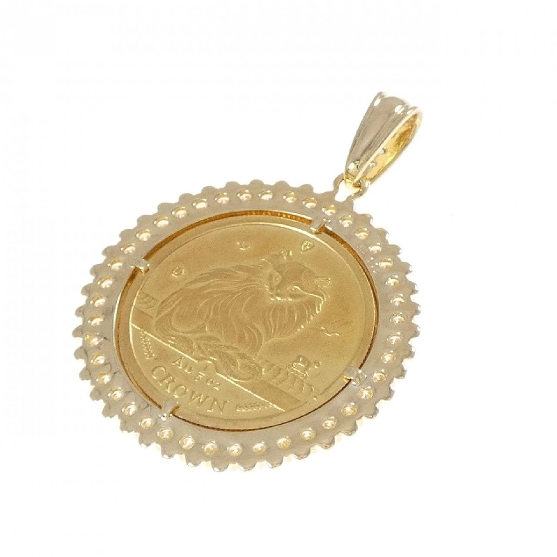 K18YG(khung) Dây chuyền đồng xu kim cương 1.10CT - Hàng hiệu Chính hãng 866108