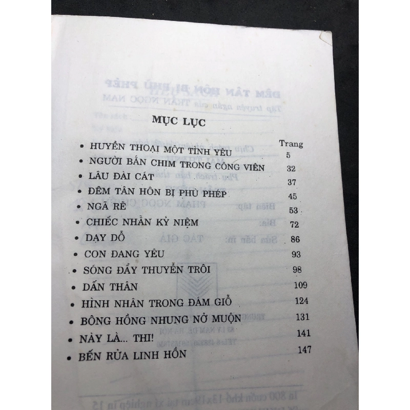 Đêm tân hôn bị phù phép 2001 mới 60% ố bẩn nhẹ Trần Ngọc Nam HPB0906 SÁCH VĂN HỌC 915220