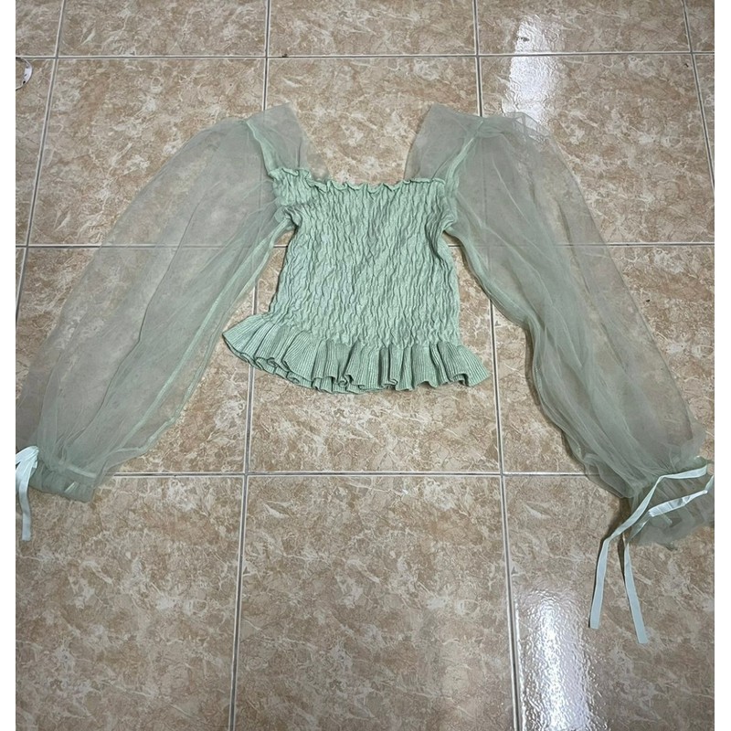 Áo tay bồng xanh mint tiểu thư ulzzang freesize 83957