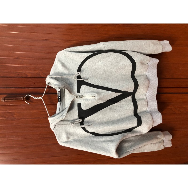 Áo hoodie xám form ngắn 48692