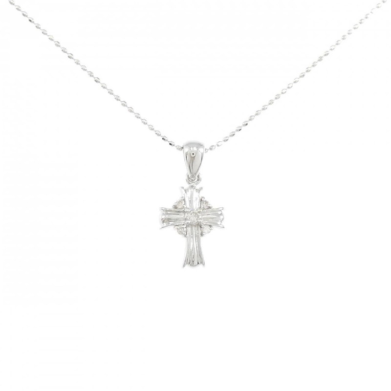 K18WG Dây chuyền kim cương chéo 0.09CT - Hàng hiệu Authentic 859503