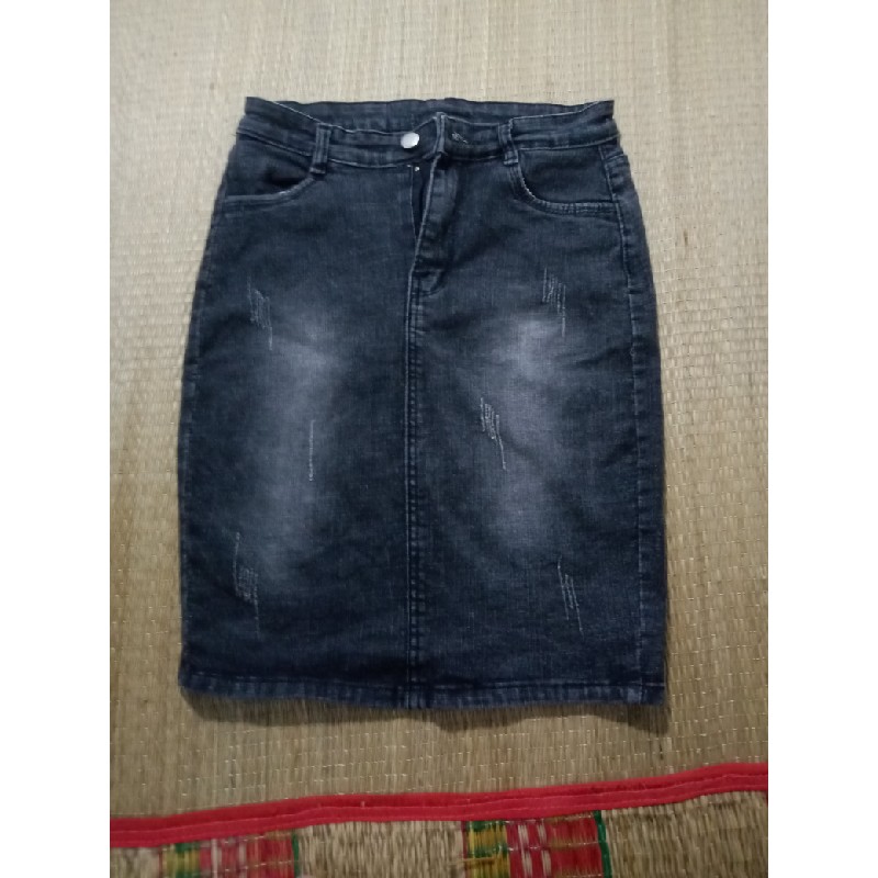 Váy ôm jeans nữ màu xám size L 48676