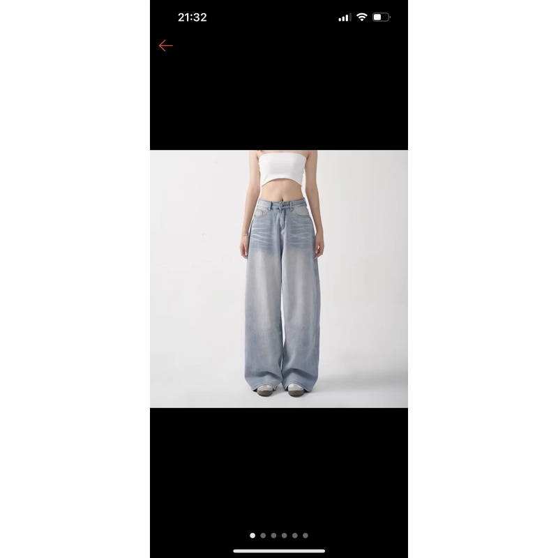 Quần bò ống xuông rộng xanh loang size S mới 465999