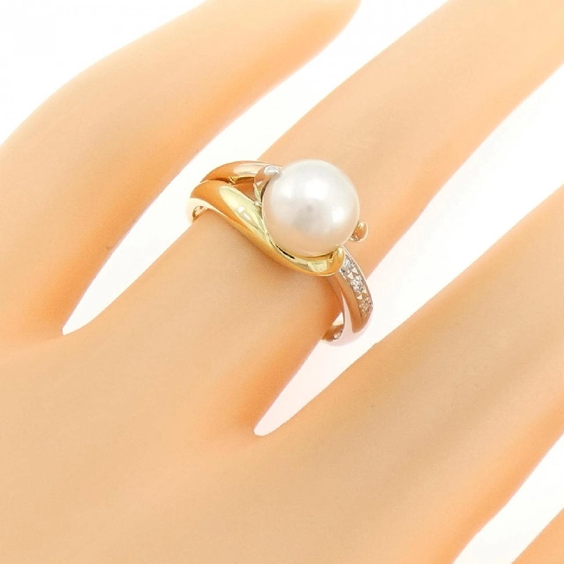 Nhẫn ngọc trai Akoya 7.6mm - Hàng hiệu Authentic K18YG/PT900/K18PG 855643