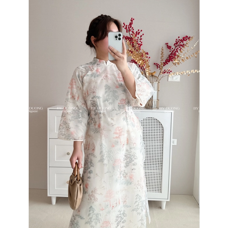Set Áo dài Thuỷ Mặc thêu kèm quần lụa BIGSIZE  494278
