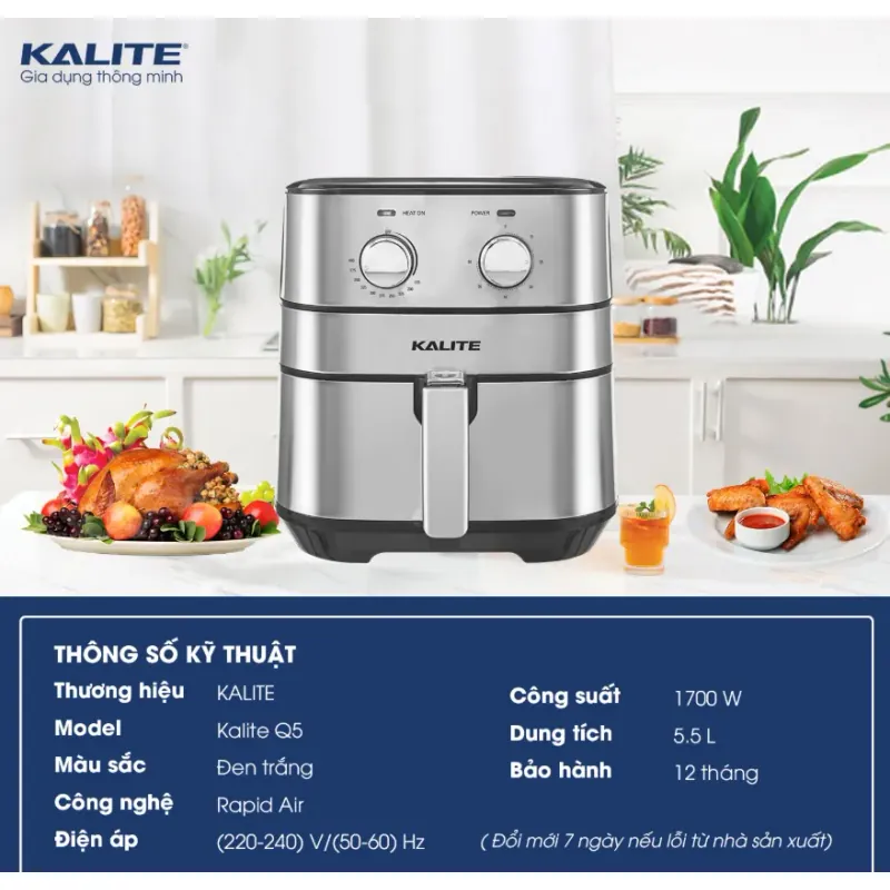 ⚡ Nồi chiên không dầu 5.5L – Công suất mạnh, rút ngắn thời gian nấu! 708704