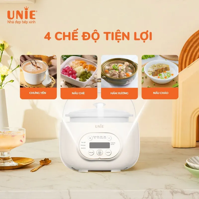 Nồi nấu chậm UNIE USC102W hẹn giờ 12 tiếng, 4 chế độ nấu tiện lợi 692606
