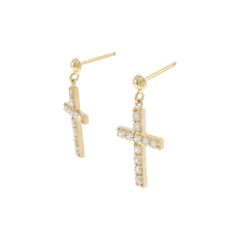 K18YG Bông tai kim cương chéo 0.32CT - Hàng hiệu chính hãng 868546