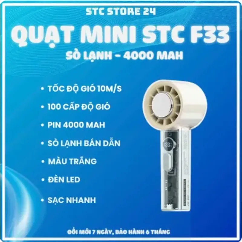 Quạt cầm tay có sò lạnh tích điện 100 cấp độ gió, pin trâu 4000mAh 991854