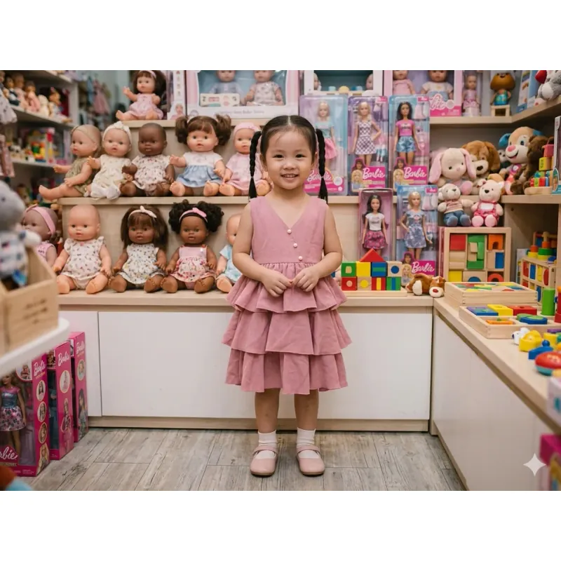 Váy bé gái màu hồng 973308