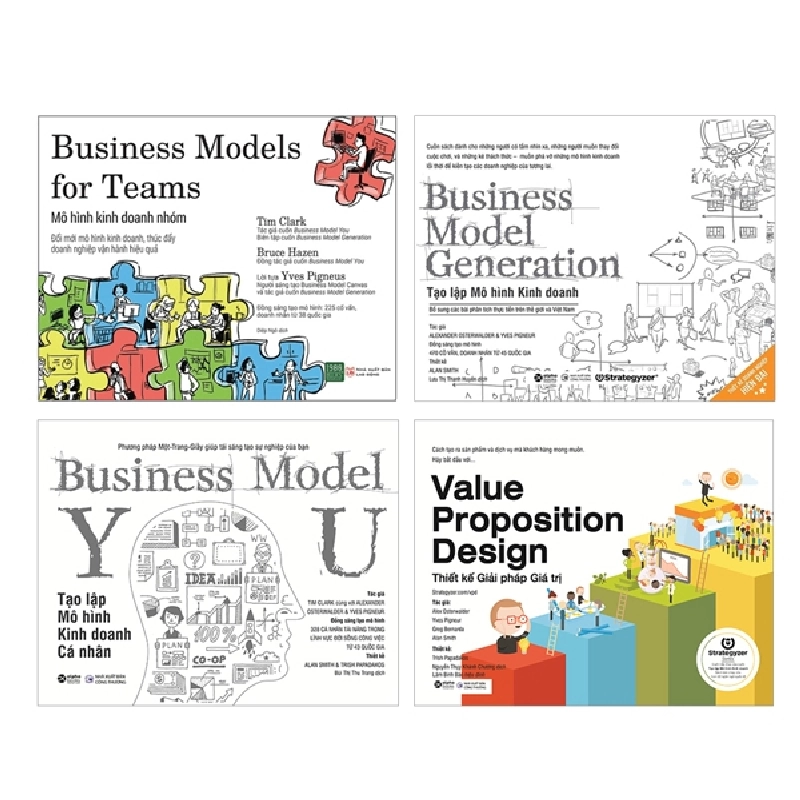 Combo Sách Tạo Lập Mô Hình Kinh Doanh Cá Nhân + Tạo Lập Mô Hình Kinh Doanh + Mô Hình Kinh Doanh Nhóm + Thiết Kế Giải Pháp Giá Trị (Bộ 4 Cuốn) - Tim Clark, Alexander, Osterwalder, Yves Pigneur, Bruce Hazen 744535