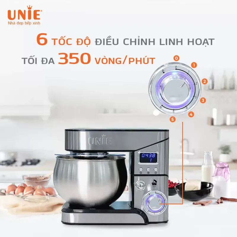 Máy trộn bột đa năng Unie EM2 dung tích 5L, 6 tốc độ điều chỉnh 957084