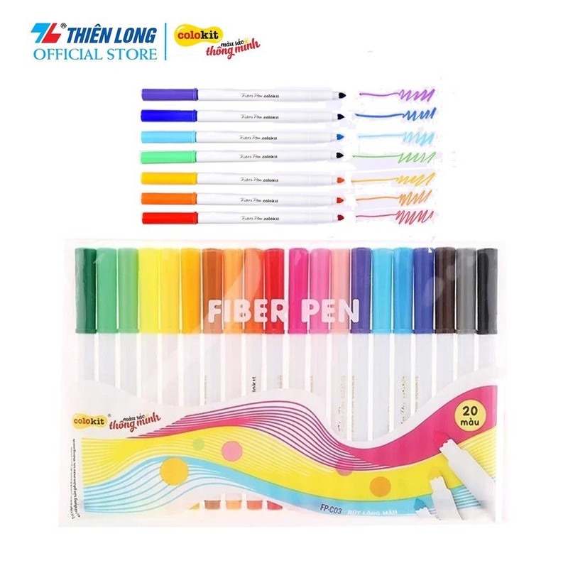 Bút lông màu Fiber Pen 20 màu Basic FP-C03 Thiên Long Colokit - VPP Thiên Ái 178100
