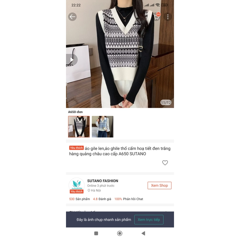 áo gile len dáng croptop free sz hoa văn đen trắng 531304