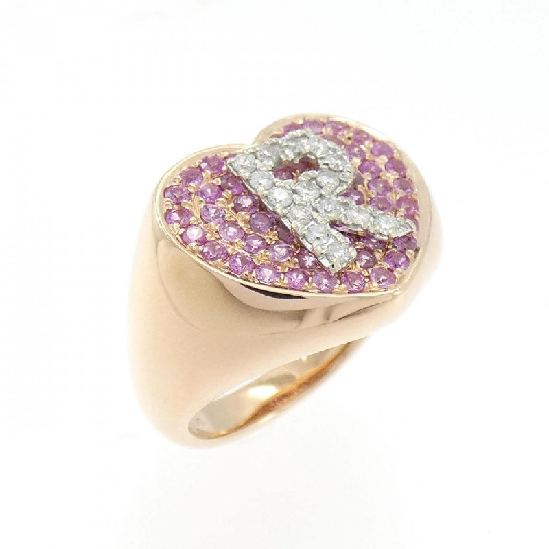 Nhẫn hồng ngọc chữ R 18KPG/18KWG - Hàng hiệu Authentic 0.63CT 854256