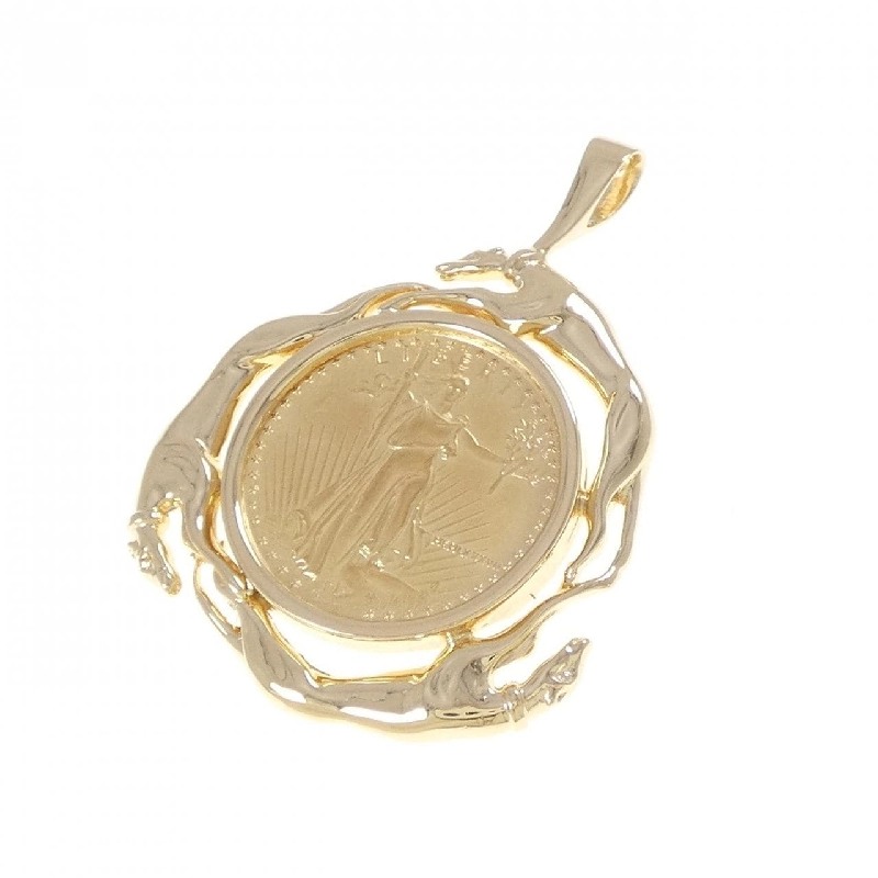 K18YG(枠) Đồng xu mặt dây chuyền - Hàng hiệu Authentic 867139