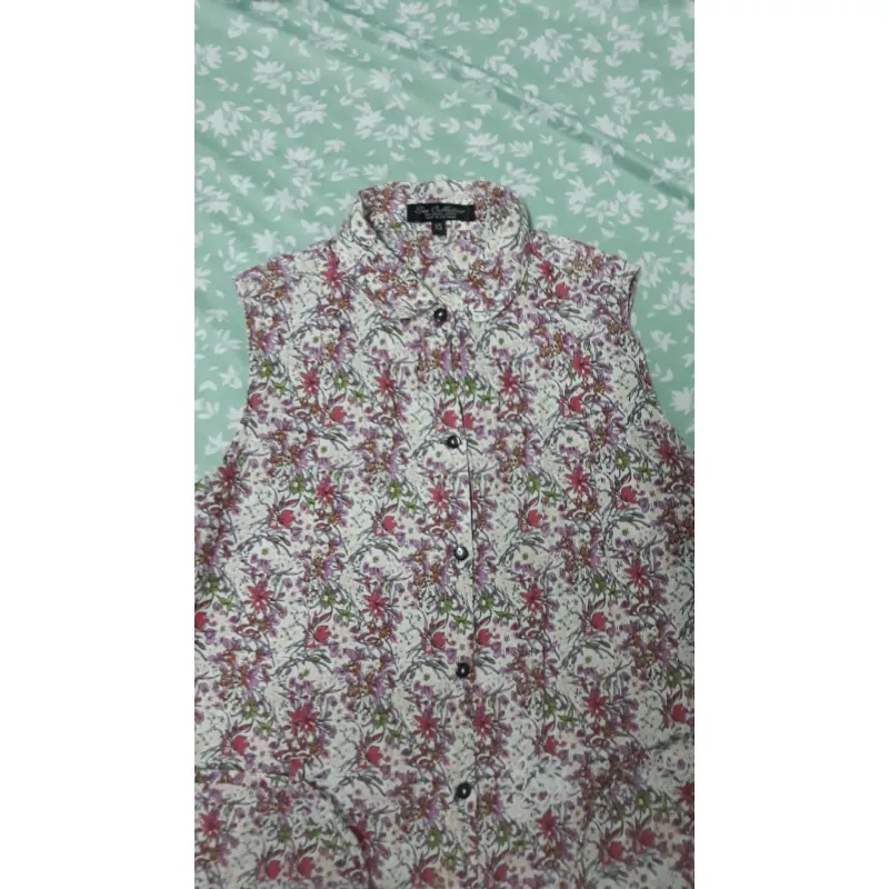 Áo sơ mi hoa không tay 1001606