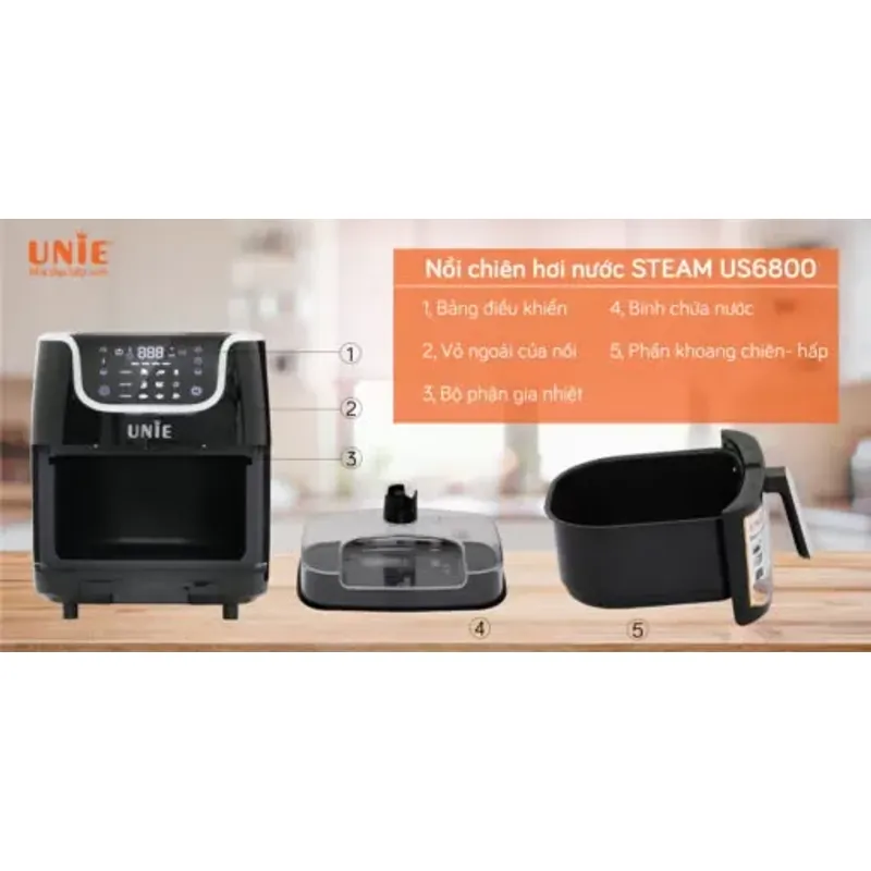 Nồi chiên hơi nước UNIE STEAM US6800 dung tích 7L, chiên-nướng-hấp 3 in1, mới 100% 706272