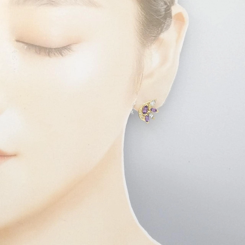 K18YG Bông tai đá màu - Hàng hiệu Authentic 871834